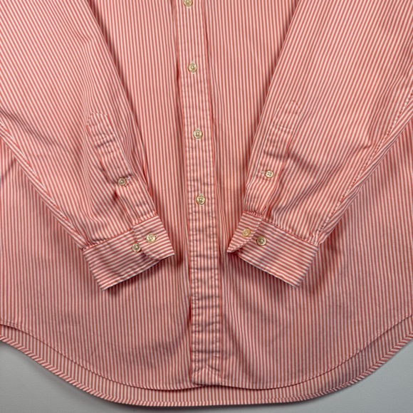 Ralph Lauren Men's Orange White Striped Button Down Classic Fit Shirt 16.5 36/37 - Picture 7 of 11